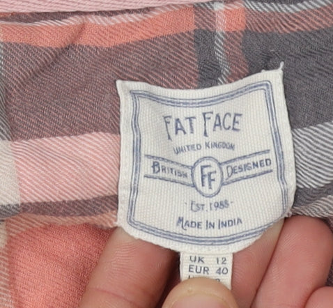 Fat Face Women's Pink Plaid Button-Up Shirt Size 12
