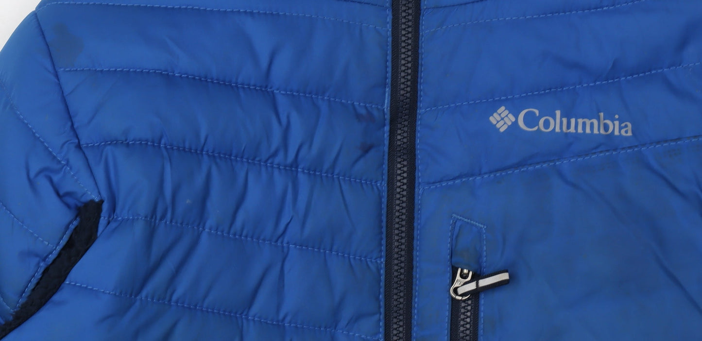 Additional view of Columbia boys’ blue hooded puffer jacket, size 7, - winter warm