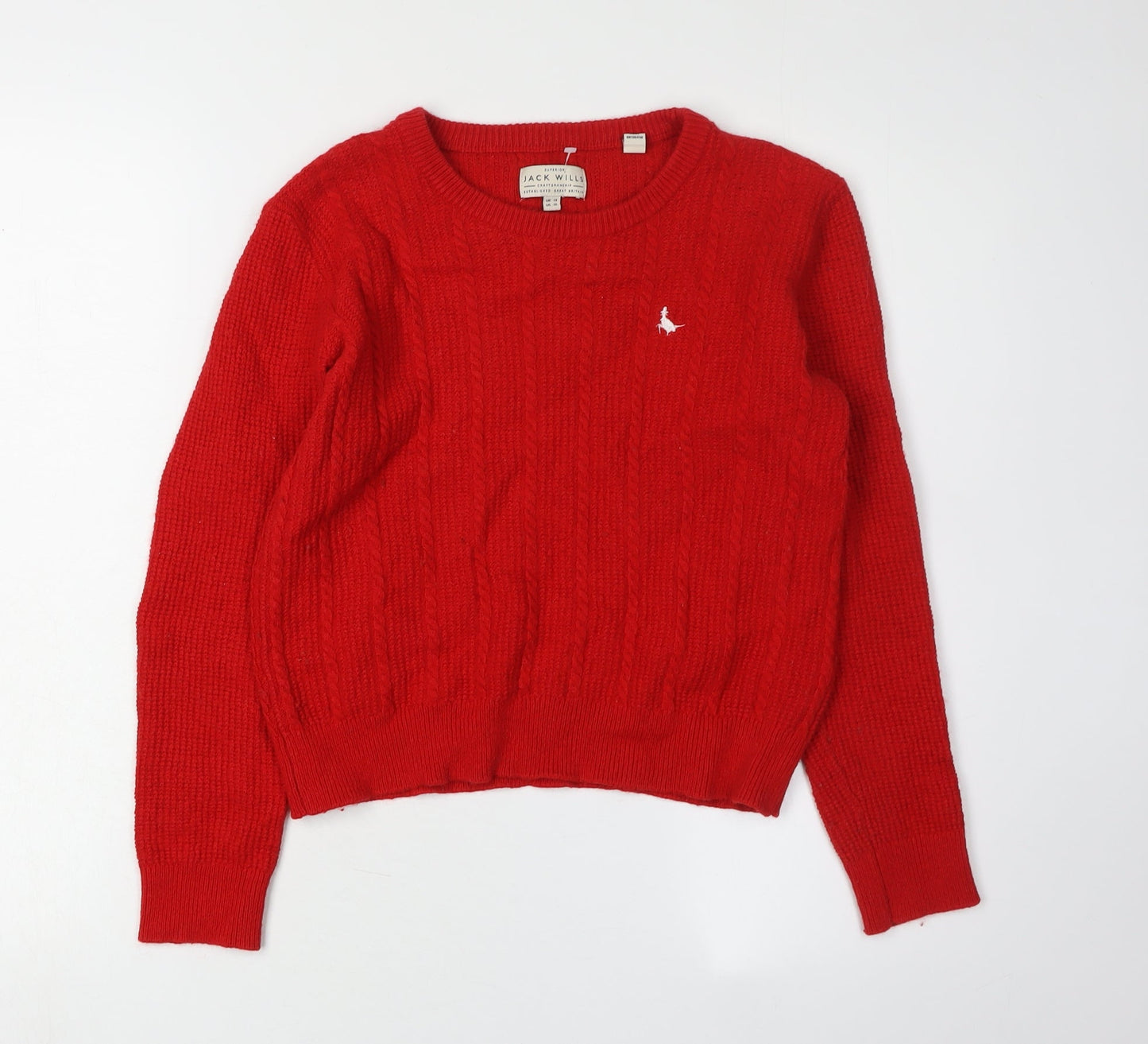 Jack Wills Red Cable-Knit Pullover Jumper Size 14