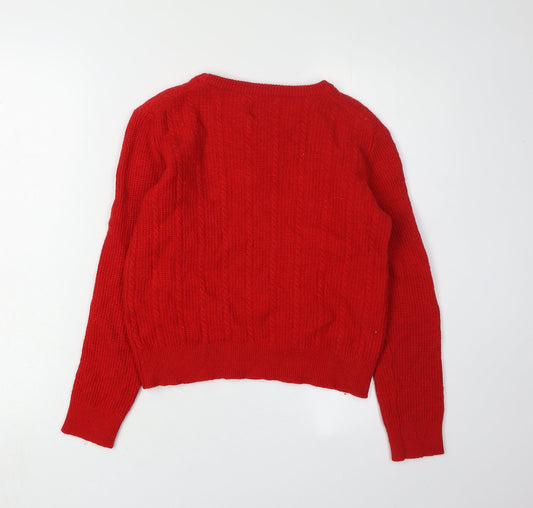 Jack Wills Red Cable-Knit Pullover Jumper Size 14