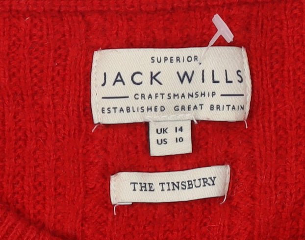 Jack Wills Red Cable-Knit Pullover Jumper Size 14