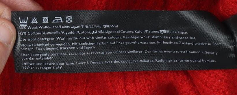 Jack Wills Red Cable-Knit Pullover Jumper Size 14