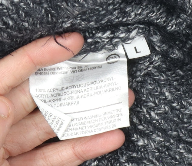 Brand and care label for C&A Women's Black Acrylic jumper, size L