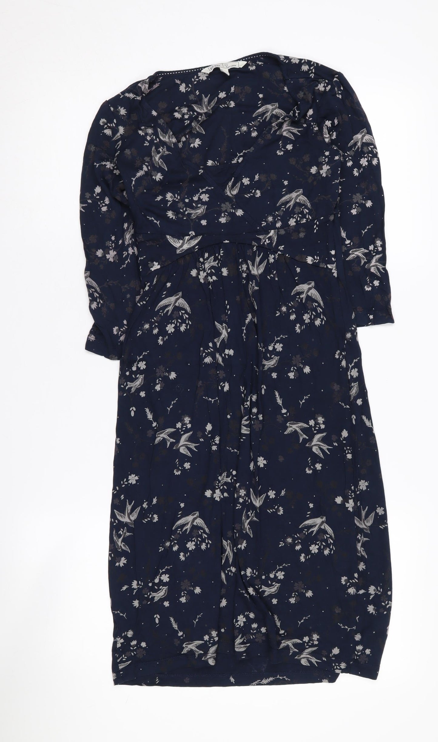Fat Face Women's Blue Floral Dress, Size 6, Elegant Viscose