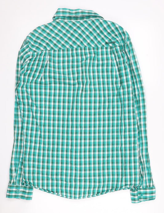 Bench Men's Green Check Long Sleeve Shirt L