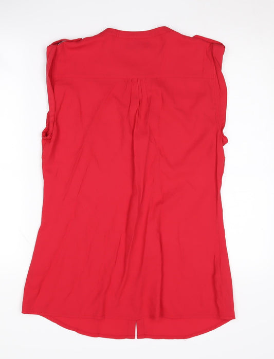 Womens UK Size 14 Laura Ashley Red Viscose Blend Button-Up