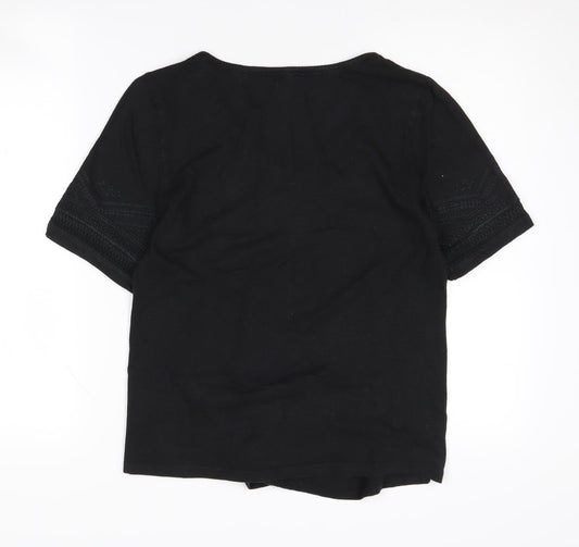 Womens UK Size 10 White Stuff Black Cotton Blend T-Shirt