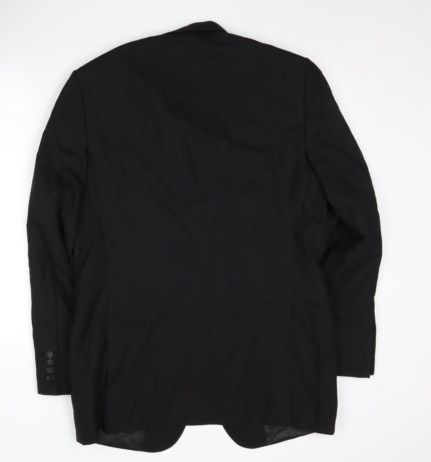 Jaeger Men's Black Wool Long Blazer - Size 42L