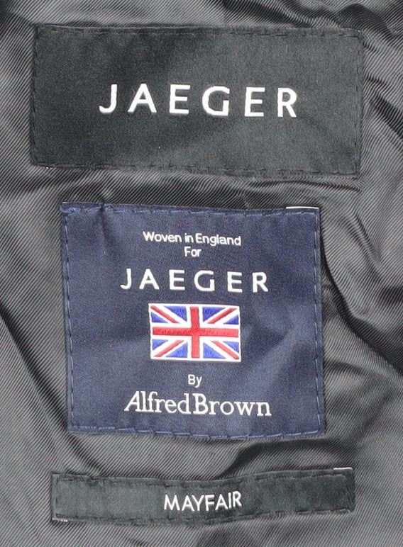 Jaeger Men's Black Wool Long Blazer - Size 42L