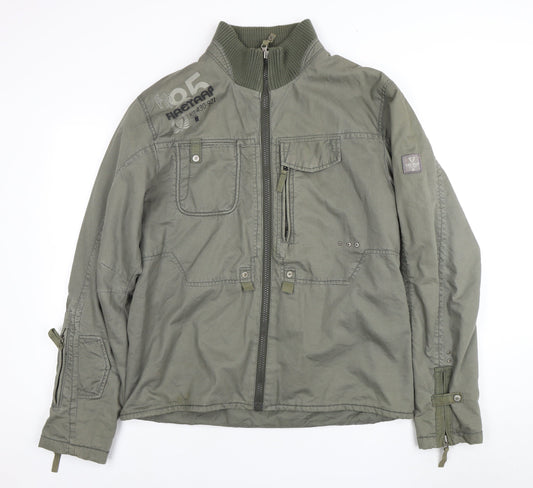 Firetrap Green Bomber Jacket 2XL Unisex Zip Casual