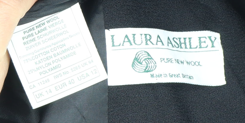 Laura Ashley Women's Black Wool Tuxedo Blazer Size 14