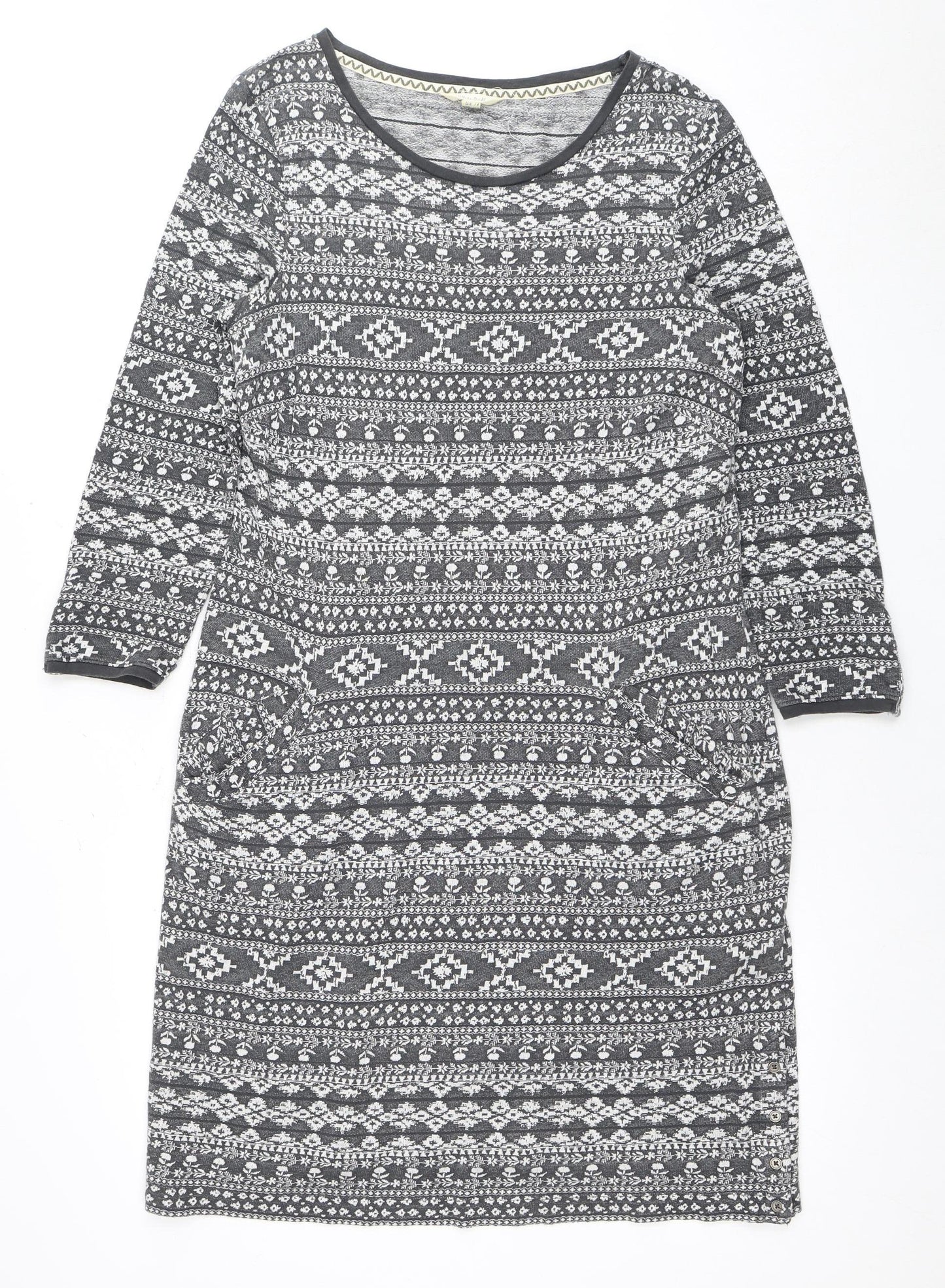 White Stuff Women's Grey Geometric Dress Size 14