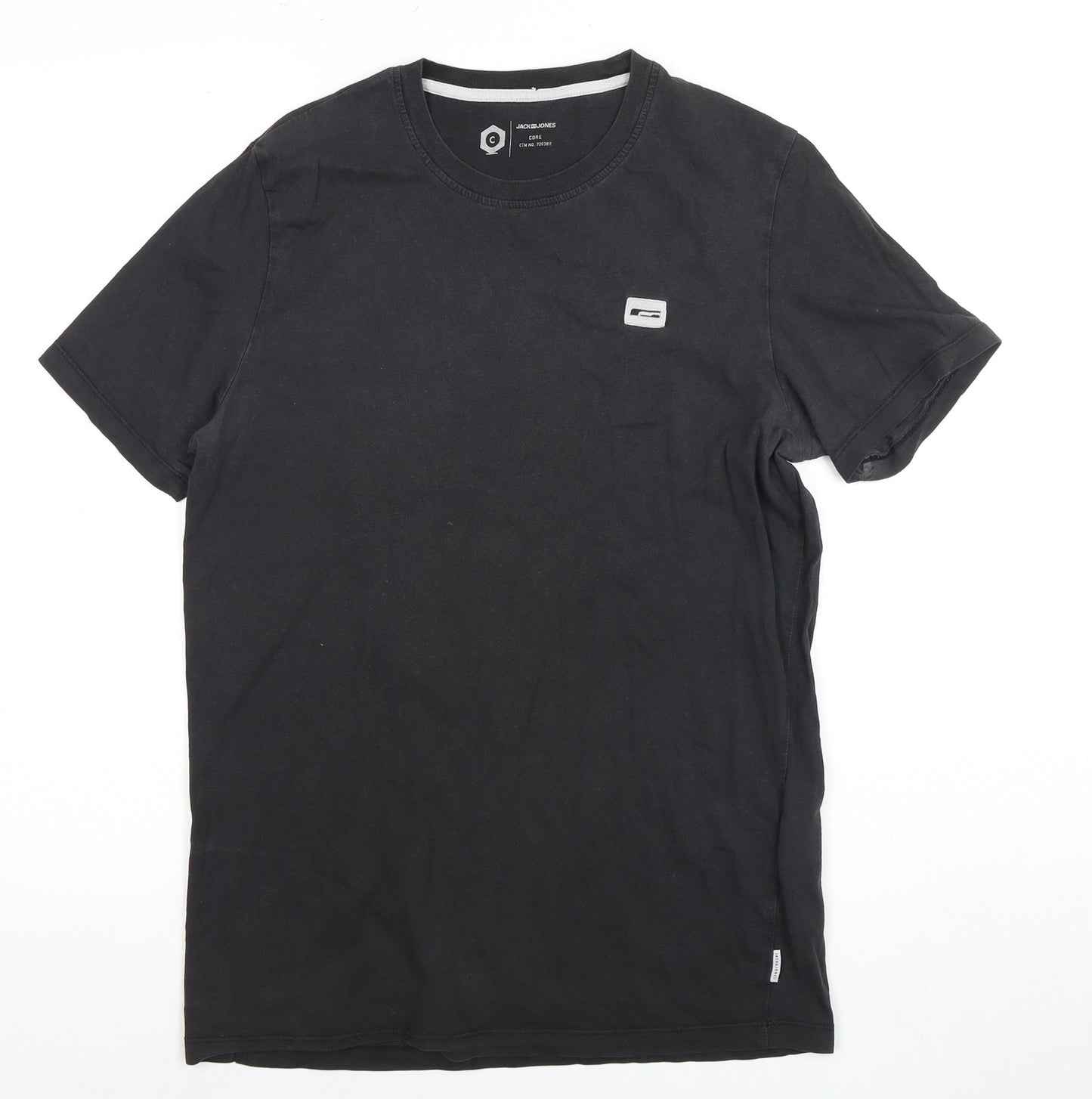 Jack & Jones Men's Black T-Shirt - Medium Size, Logo Accent