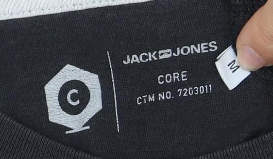 Jack & Jones Men's Black T-Shirt - Medium Size, Logo Accent