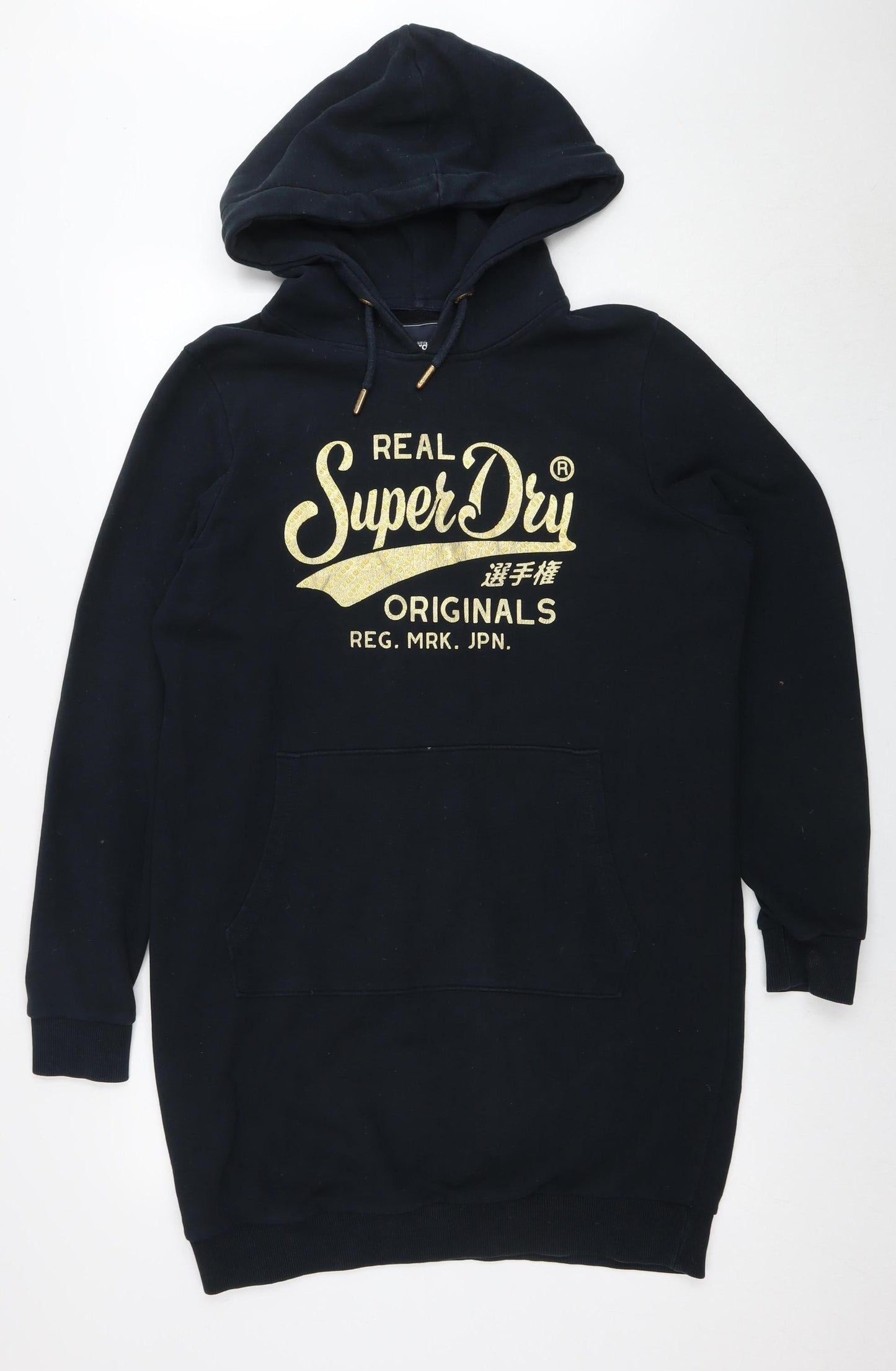 Superdry Women's Black Pullover Hoodie, Size 16, Logo Accent