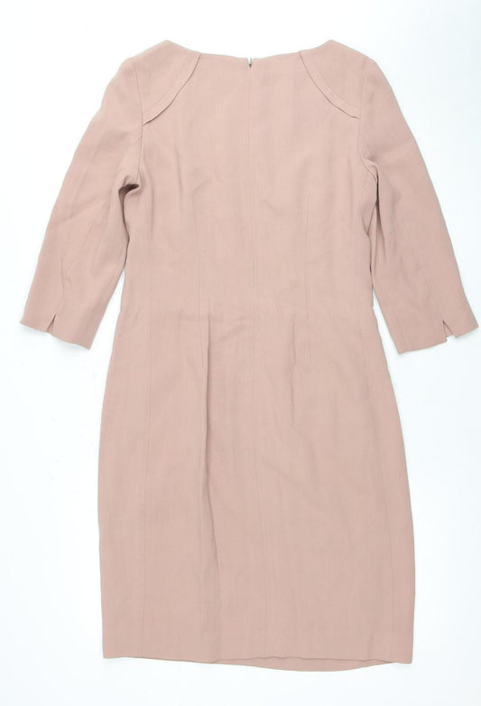 Hobbs London Women's Brown Wool Shift Dress Size 6