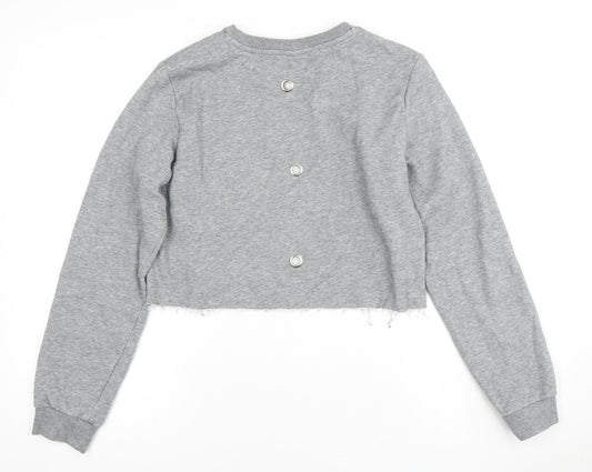 Puma Girls Grey Cropped Pullover Hoodie Size 14-15