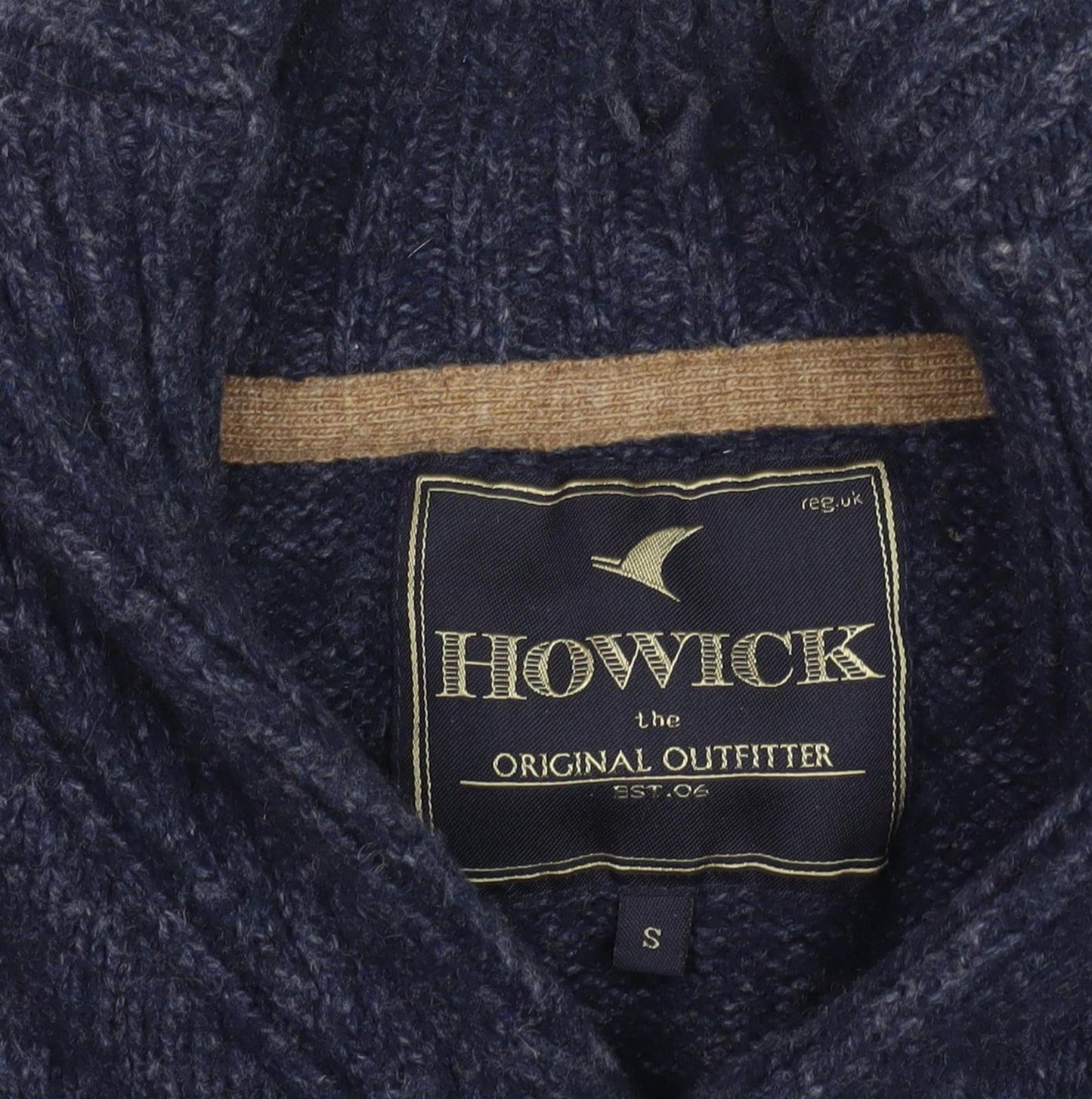 Howick Men's Blue Wool Henley Jumper, Size S