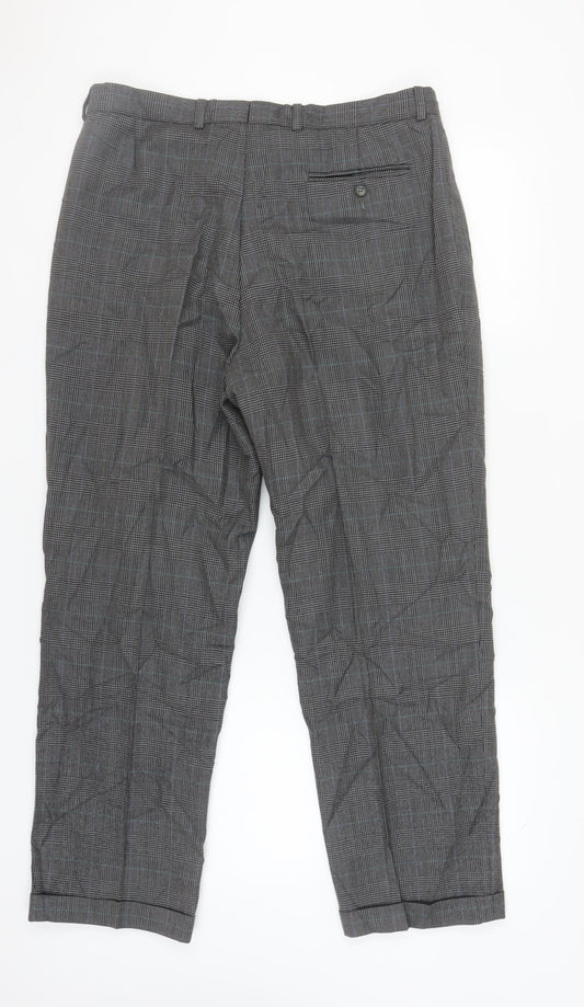 Jaeger Men's Grey Check Wool Dress Pants Size 52S