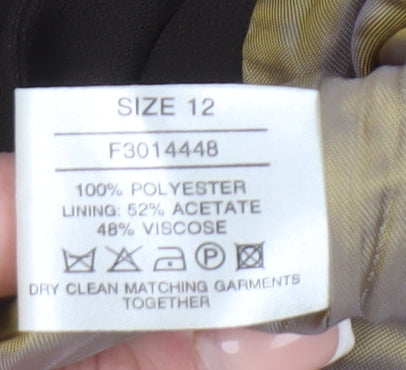 Brand and care label for Amaranto Brown Women's Blazer, size 12, Long Sleeve