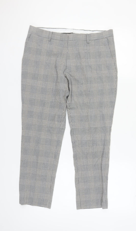 Moss Bros Men's Grey Check Trousers 34