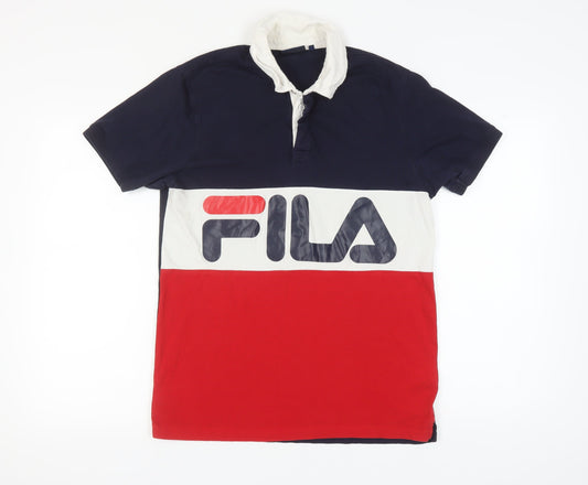 Additional front view of Fila Men's Multicoloured Cotton Polo Shirt M