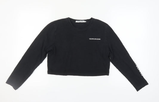 Calvin Klein Women's Black Cropped T-Shirt XS