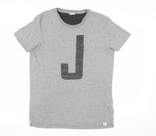 Mens UK Size M JACK & JONES Grey Cotton Blend T-Shirt