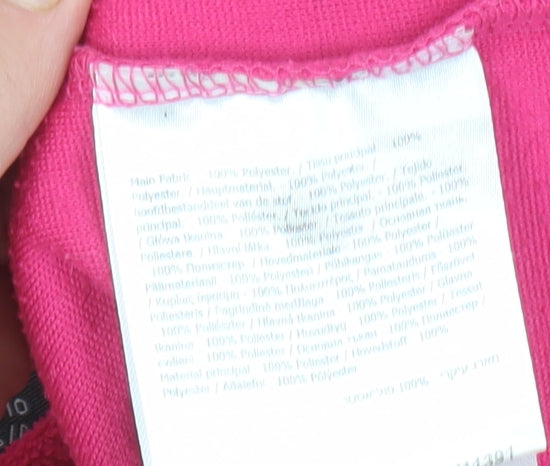 Brand and care label for Regatta girls’ pink 1/2 zip fleece sweatshirt 9-10 years