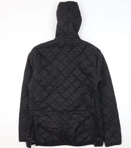 Voi Jeans Men's Black Quilted Hooded Jacket M