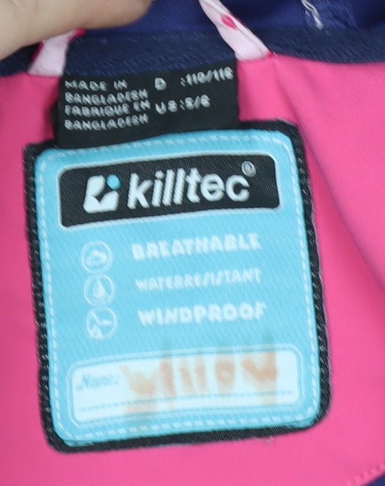 Brand and care label for Killtec girls’ pink spotted jacket, 9 years, breathable & stylish