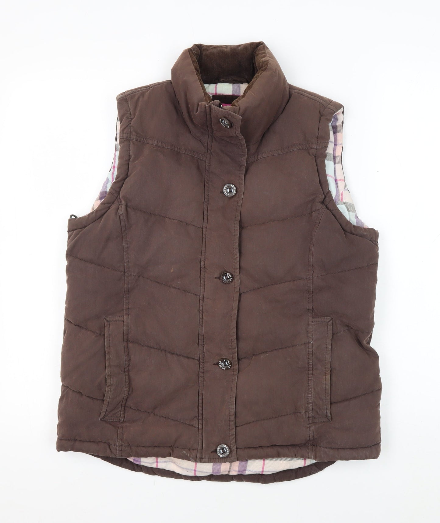 Joules Women's Quilted Brown Waistcoat Size 12