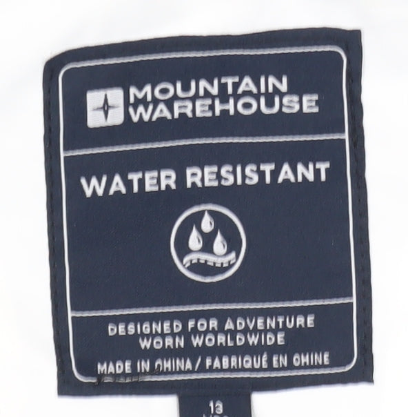 Brand and care label for Mountain Warehouse boys’ colourblock hoodie in, size 13