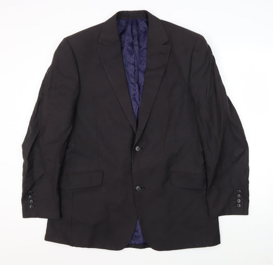 Mens 42 Chest Regular Daniel Hechter Black Two-Button Blazer