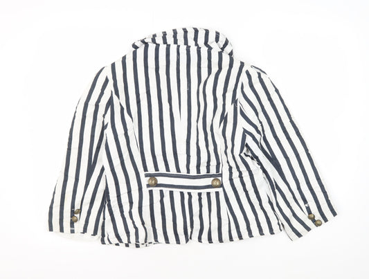 Stella Women's White Striped Blazer - Size L - Classic Style