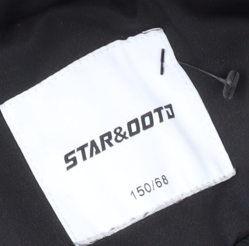 Close-up detail of Star&Dot boys’ black hooded parka jacket - 11 years