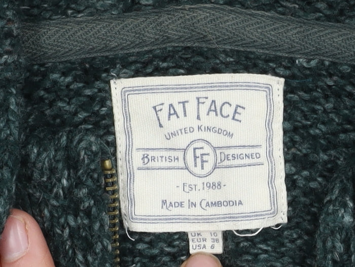 Fat Face Women's Green Knit Hooded Jacket Size 10