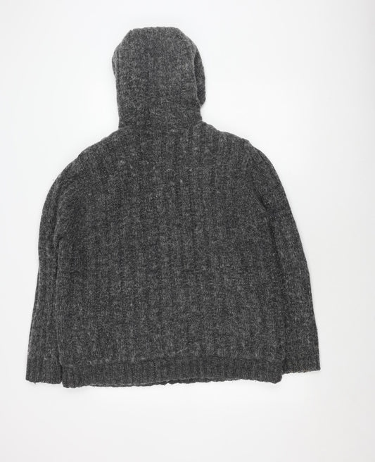 Smith & Jones Men's Grey Cable-Knit Full Zip Jumper