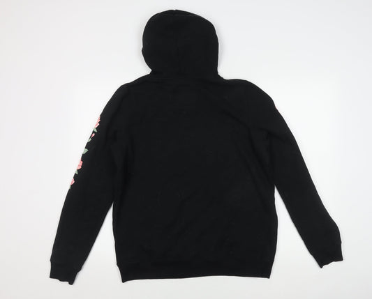 Hollister Men's Black Floral Hoodie L Pullover Hoodie