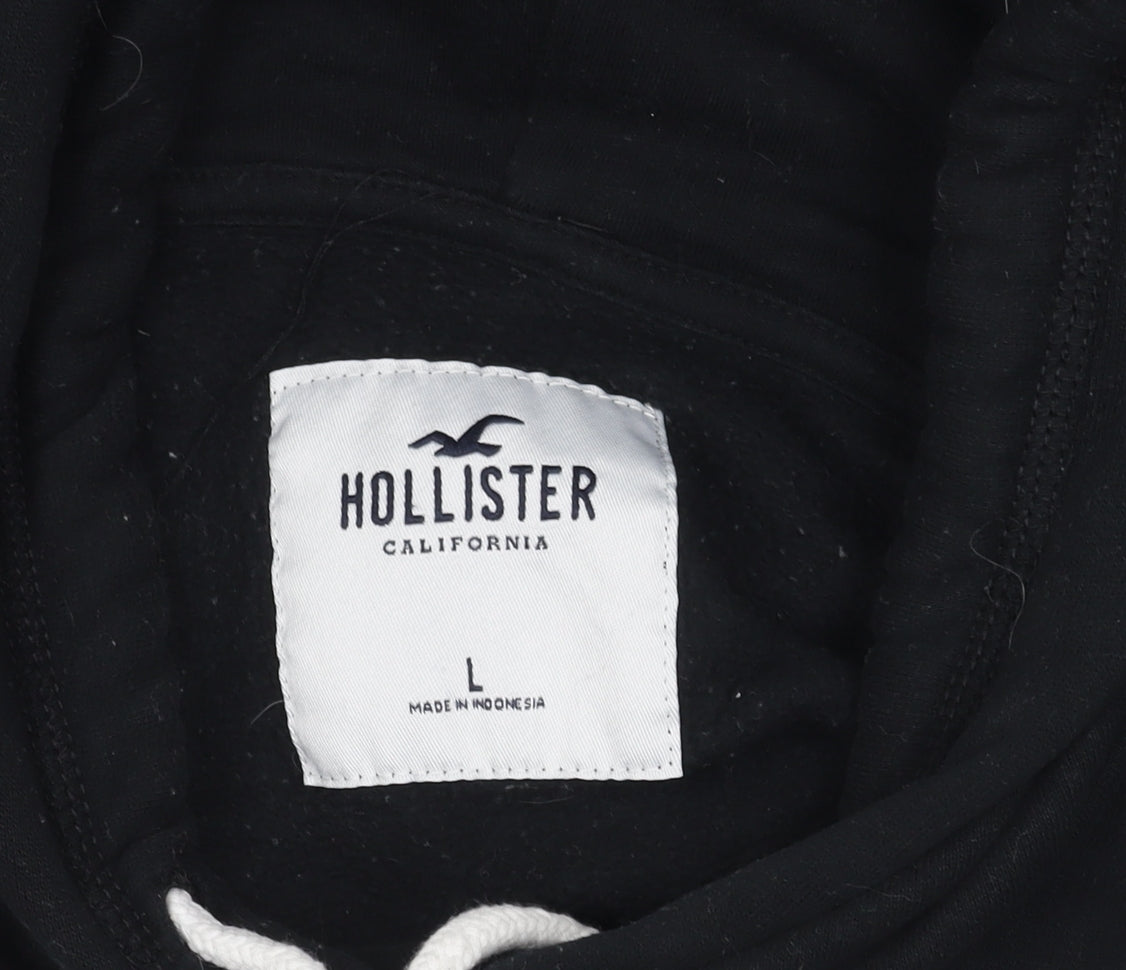 Hollister Men's Black Floral Hoodie L Pullover Hoodie