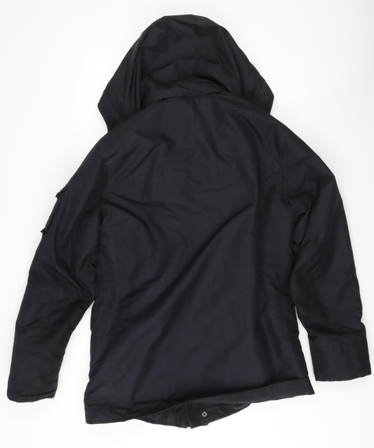 Hollister Men's Black Parka Jacket S Hooded