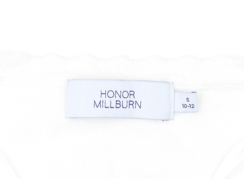 Brand and care label for Honor Millburn Women's White Polka Dot jumper - S