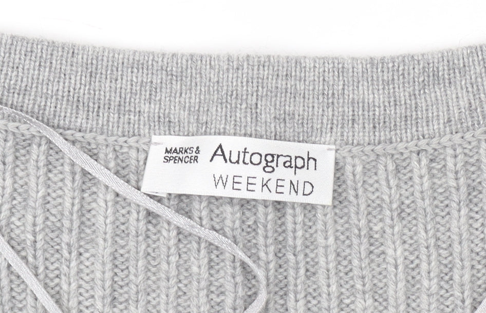 Marks and Spencer Women's Grey Henley Jumper Size 14