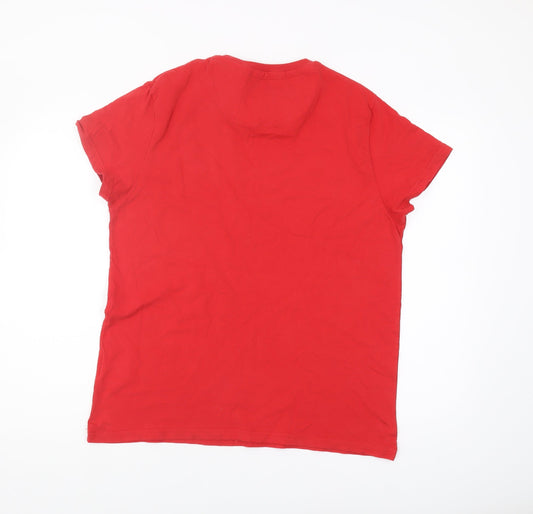 Unisex Adultss UK Size XL The Spitalfields Shirt Co. Red 100% Cotton T-Shirt