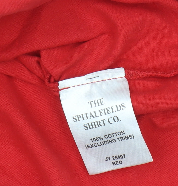 The Spitalfields Red Cotton Unisex XL T-Shirt Crew Neck