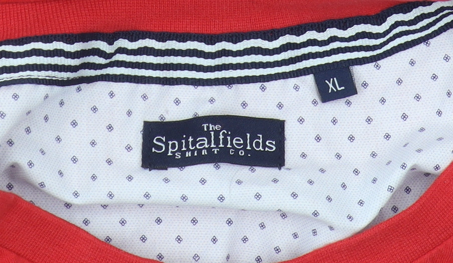 The Spitalfields Red Cotton Unisex XL T-Shirt Crew Neck