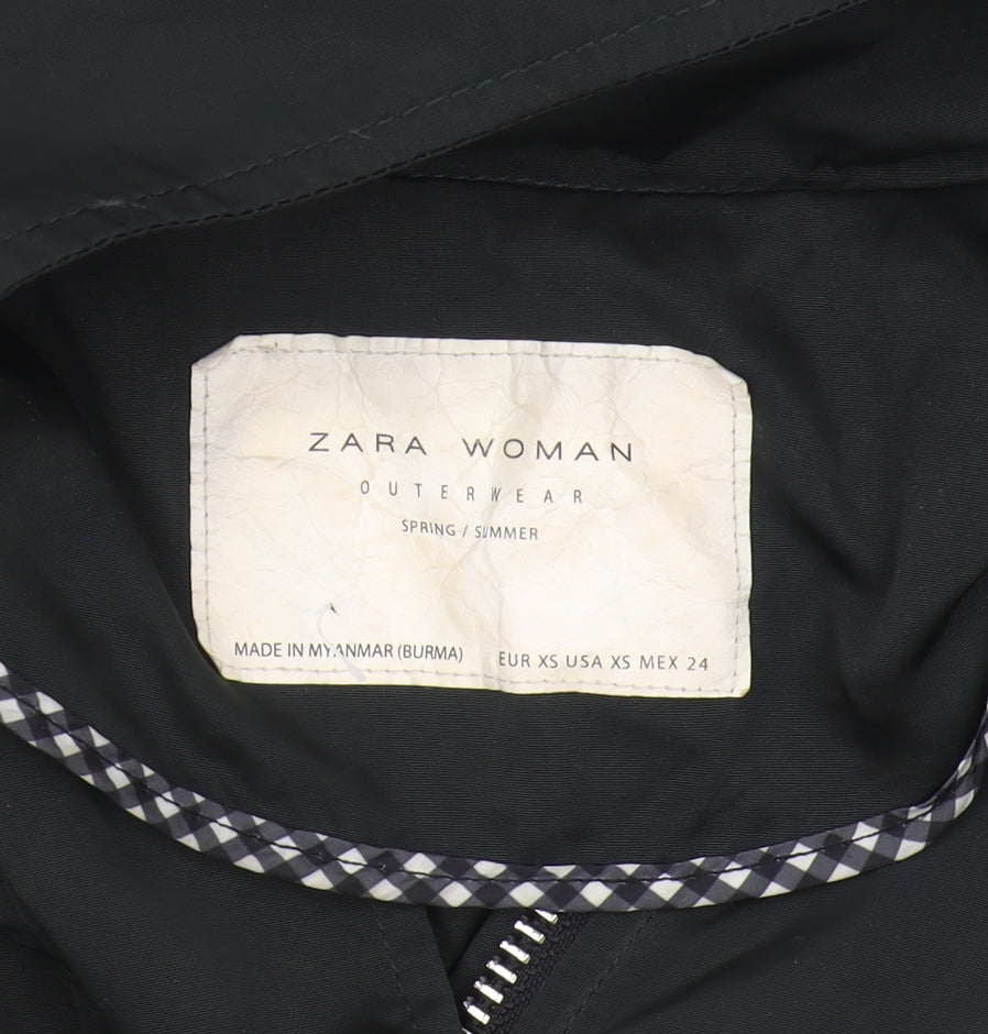 Zara Women's Black Parka Coat XS Hooded