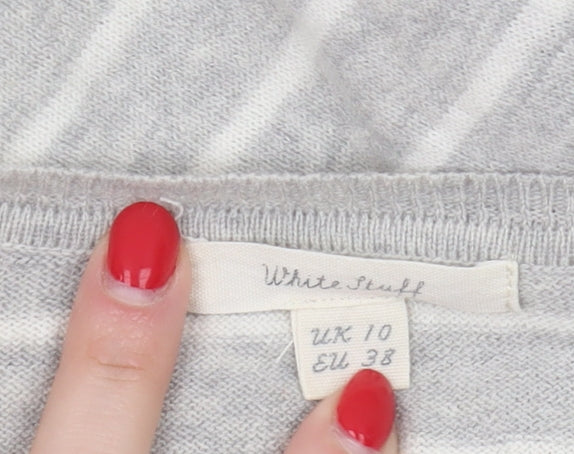 White Stuff Women's Grey Striped Pullover Jumper Size 10