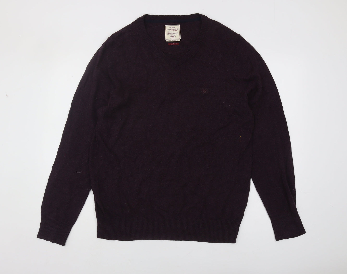 Fat Face Men's Purple V-Neck Pullover Jumper L