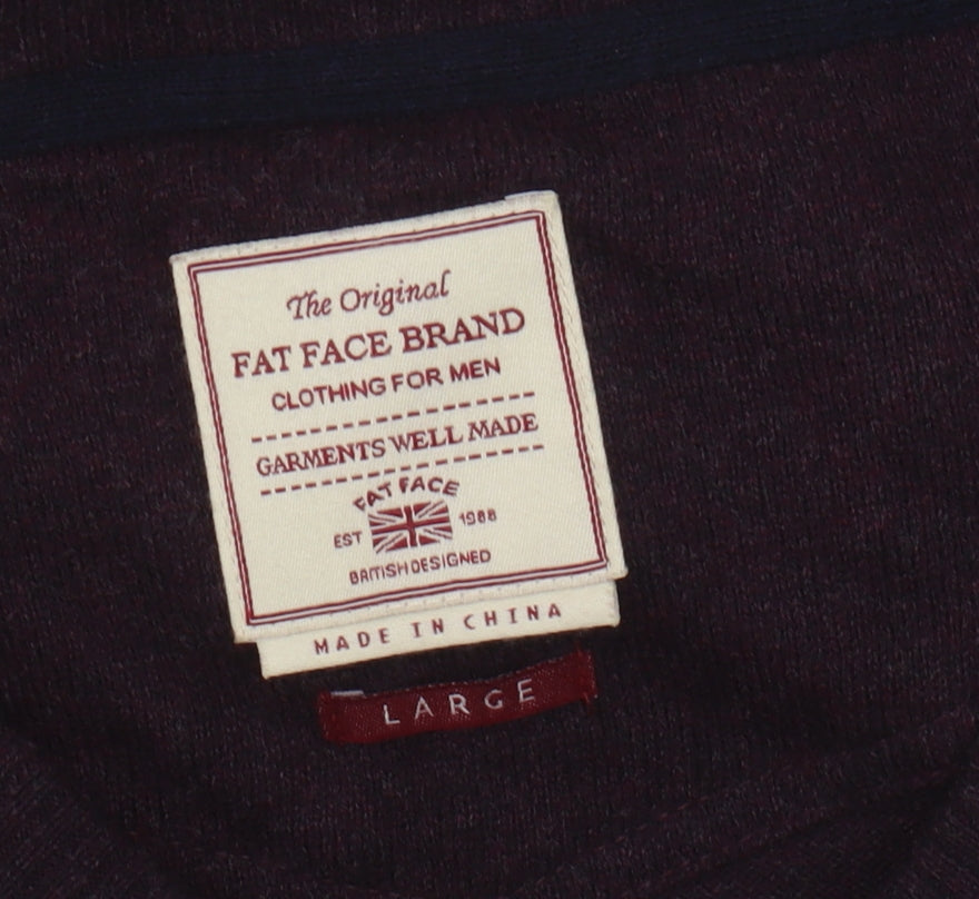Fat Face Men's Purple V-Neck Pullover Jumper L
